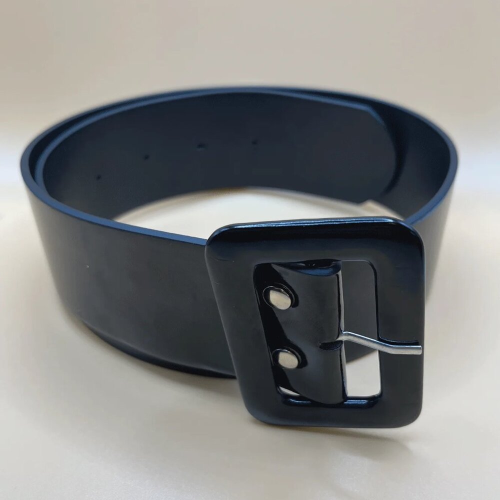 🌟 Tatyana || Wide Black Patent Belt - Picture 1 of 3